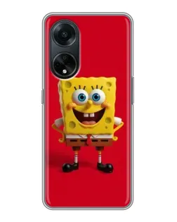 Чохол для OPPO A98 з картинкою «Спанч Боб на червоному»