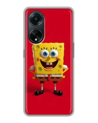 Чохол для OPPO A98 з картинкою «Спанч Боб на червоному»