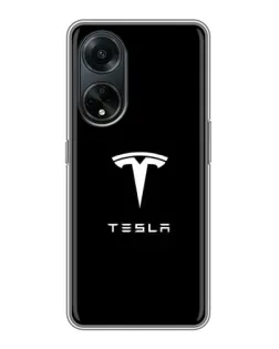 Чохол для OPPO A98 з картинкою «Tesla White Logo»