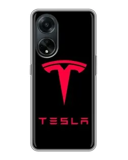 Чохол для OPPO A98 з картинкою «Tesla Red Logo»