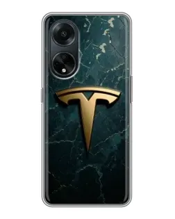 Чохол для OPPO A98 з картинкою «Мармурова Tesla Gold»