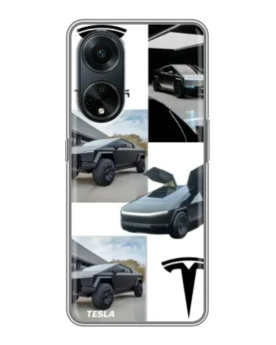 Чохол для OPPO A98 з картинкою «Колаж Cybertruck Tesla»