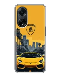Чохол для OPPO A98 з картинкою «Жовтий Lamborghini місто»