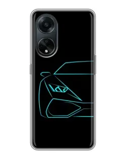 Чохол для OPPO A98 з картинкою «Блакитний силует Lamborghini»
