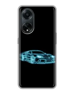 Чохол для OPPO A98 з картинкою «Неоновий контур Lamborghini»