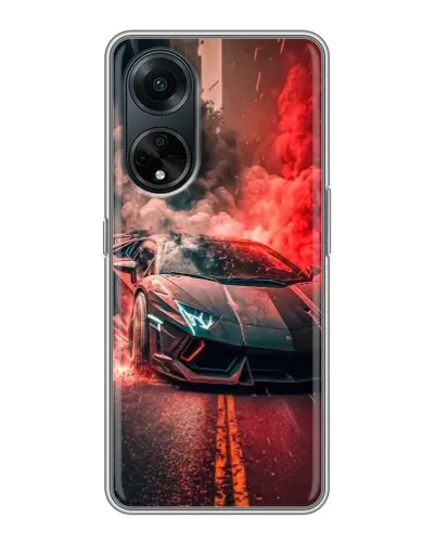 Чохол для OPPO A98 з картинкою «Lamborghini червоний дим»
