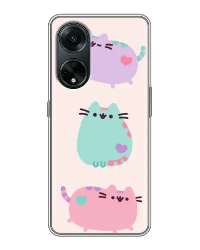 Чохол для OPPO A98 з картинкою «Pusheen тріо»