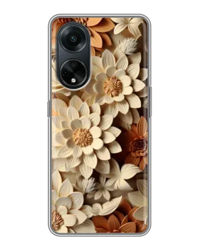 Чохол для OPPO A98 з картинкою «Бежевий флористичний декор»