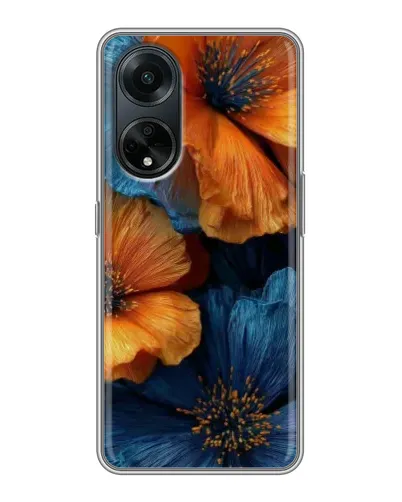 Чохол для OPPO A98 з картинкою «Яскрава синьо-помаранчева флора» Чохол для OPPO A98 з картинкою «Яскрава синьо-помаранчева флора»