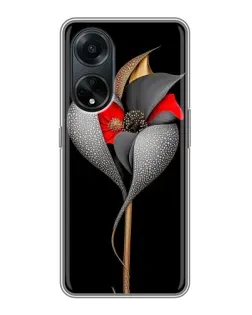 Чохол для OPPO A98 з картинкою «Срібна фантазійна квітка»