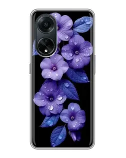 Чохол для OPPO A98 з картинкою «Фіолетові квіти з росою»