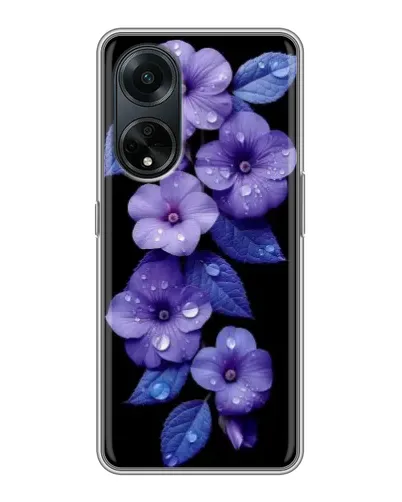 Чохол для OPPO A98 з картинкою «Фіолетові квіти з росою»