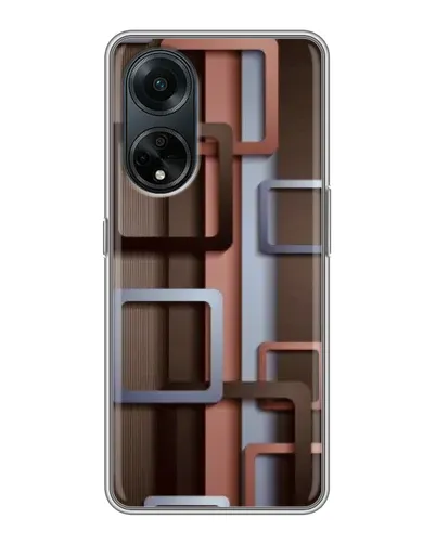 Чохол для OPPO A98 з картинкою «Коричневі об'ємні квадрати» Чохол для OPPO A98 з картинкою «Коричневі об'ємні квадрати»
