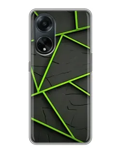 Чохол для OPPO A98 з картинкою «Зелені геометричні лінії»