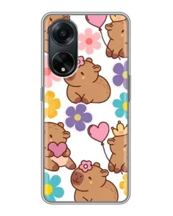 Чехол для OPPO A98 с картинкой «Цветочный паттерн капибар» Чехол для OPPO A98 с картинкой «Цветочный паттерн капибар»