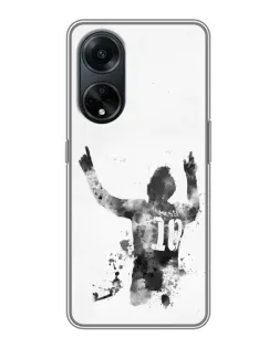 Чохол для OPPO A98 з картинкою «Чорно-білий силует Мессі»