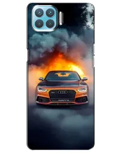 Чехол для OPPO F17 с картинкой «Audi в огненном дыму»