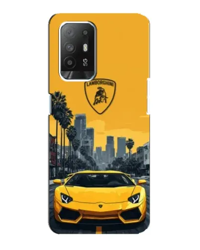 Чехол для OPPO F19 Pro Plus 5G с картинкой «Желтый Lamborghini город»