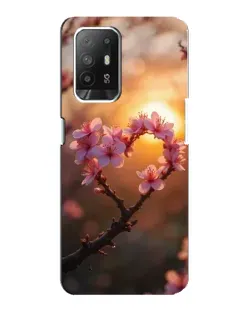 Чехол для OPPO F19 Pro Plus 5G с картинкой «Розовый цвет сердце на фоне заката»