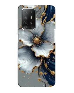 Чехол для OPPO F19 Pro Plus 5G с картинкой «Белый цветок и золотой флюид»