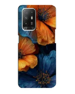 Чехол для OPPO F19 Pro Plus 5G с картинкой «Яркая сине-оранжевая флора»