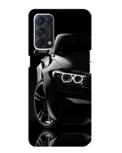 Чехол для OPPO F19 с картинкой «Черная BMW — профиль»