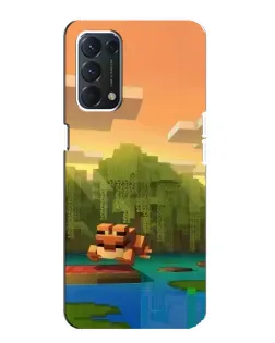 Чехол для OPPO F19 с картинкой «Майнкрафт закат солнца»