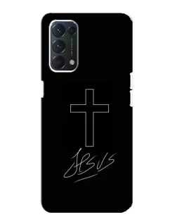 Чехол для OPPO F19 с картинкой «Графический крест Jesus»