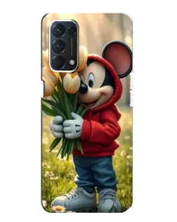 Чехол для OPPO F19 с картинкой «Микки с тюльпанами»
