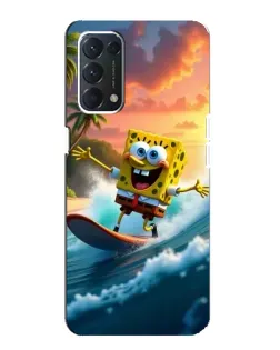 Чехол для OPPO F19 с картинкой «Губка Боб серфингист»