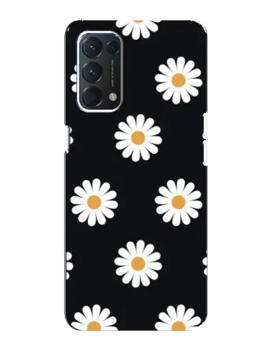 Чехол для OPPO F19 с картинкой «Ромашки на черном»