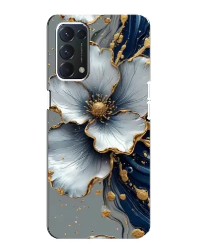 Чехол для OPPO F19 с картинкой «Белый цветок и золотой флюид» Чехол для OPPO F19 с картинкой «Белый цветок и золотой флюид»