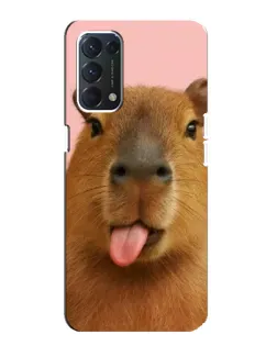 Чехол для OPPO F19 с картинкой «Капибара с языком»