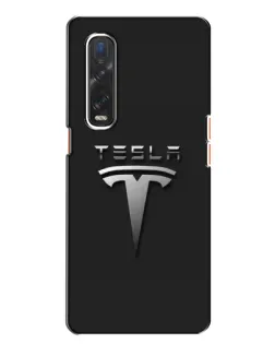 Чехол для OPPO Find X2 с картинкой «Стальной логотип Tesla»