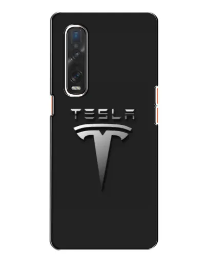 Чехол для OPPO Find X2 с картинкой «Стальной логотип Tesla»