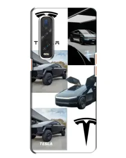 Чехол для OPPO Find X2 с картинкой «Коллаж Cybertruck Tesla»