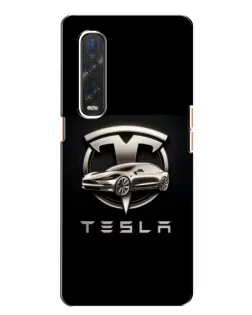 Чехол для OPPO Find X2 с картинкой «Tesla — серебристое авто»