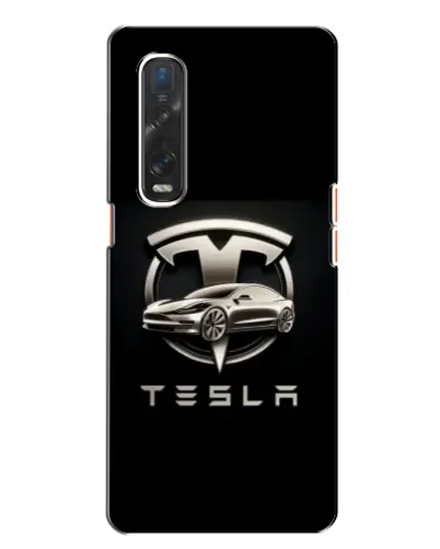 Чехол для OPPO Find X2 с картинкой «Tesla — серебристое авто»
