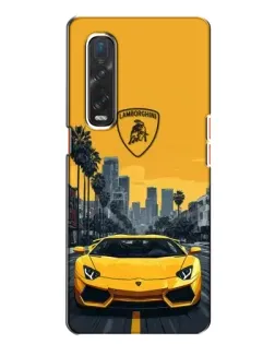 Чехол для OPPO Find X2 с картинкой «Желтый Lamborghini город»