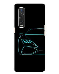 Чехол для OPPO Find X2 с картинкой «Голубой силуэт Lamborghini»