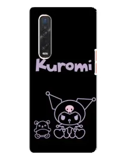 Чехол для OPPO Find X3 Pro с картинкой «Kuromi — черный минимализм»