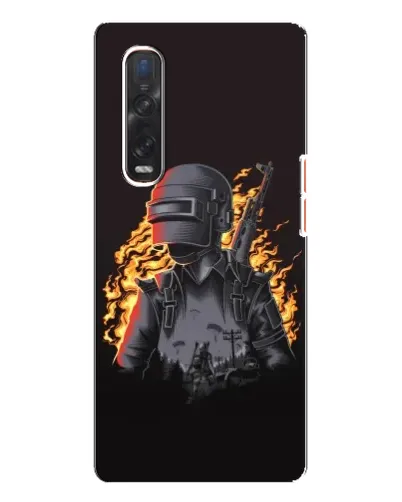 Чехол для OPPO Find X3 Pro с картинкой «PUBG — огненный силуэт»