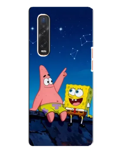 Чехол для OPPO Find X3 Pro с картинкой «Губка Боб и Патрик ночью»