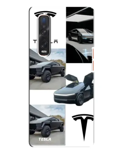 Чехол для OPPO Find X3 Pro с картинкой «Коллаж Cybertruck Tesla»