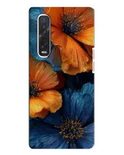 Чехол для OPPO Find X3 Pro с картинкой «Яркая сине-оранжевая флора»