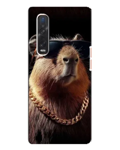 Чехол для OPPO Find X3 Pro с картинкой «Капибара золотая цепь»