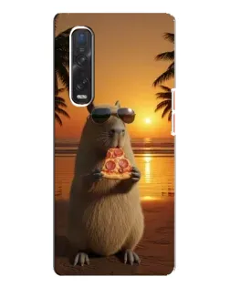 Чехол для OPPO Find X3 Pro с картинкой «Капибара с пиццей»