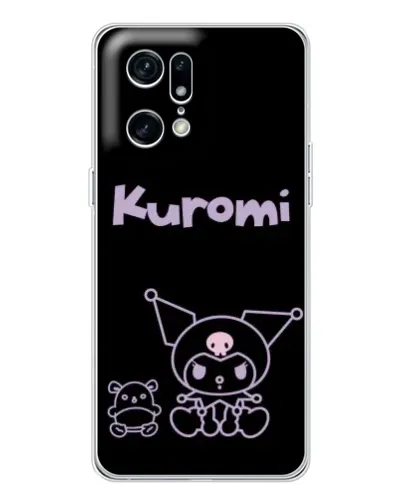 Чехол для OPPO Find X5 Pro с картинкой «Kuromi — черный минимализм»