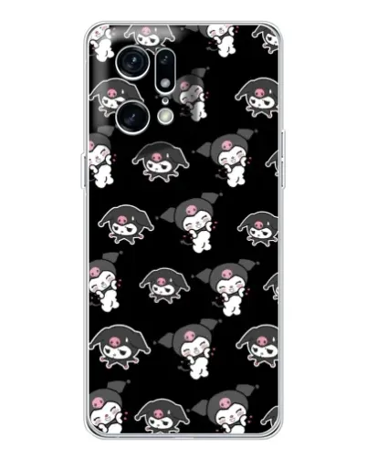 Чехол для OPPO Find X5 Pro с картинкой «Черный паттерн Kuromi»