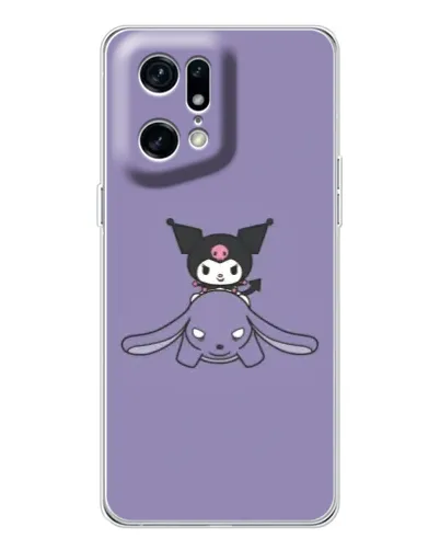 Чехол для OPPO Find X5 Pro с картинкой «Kuromi на лиловом фоне»